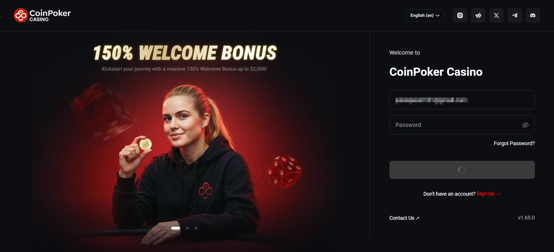 COINPOKER login page